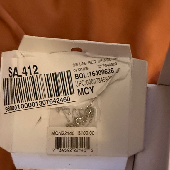 Macy's Sterling Silver Necklace with Pink Heart Pendant - Picture 2 of 2